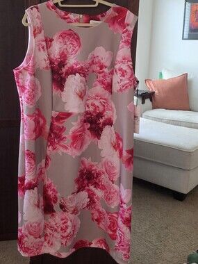 NWT Calvin Klein Sleeveless Pink Floral Shift Dress